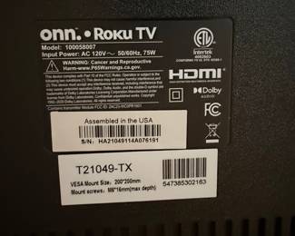 onn. Roku TV 50" 100058007
