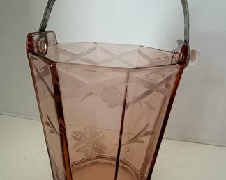 Cambridge Decagon Pink Depression Glass Ice Bucket