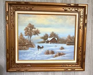 Van Bell Winter Landscape Oil Painting