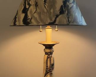 Hollywood Regency Faux Marble Table Lamp
