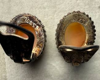 Vintage 800 Silver Cameo Earrings