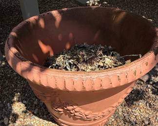 Terracotta Planter with Embossed Floral Rim