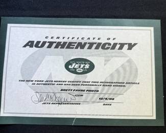 Original Autographed Bret Farve Jets Photo