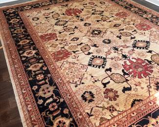 Persian Style Cream with Black Border Area Rug