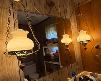 pair vintage swag lamps