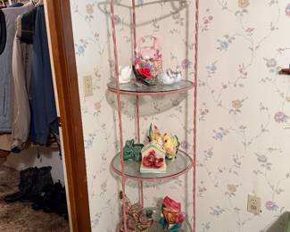 iron and glass display shelves