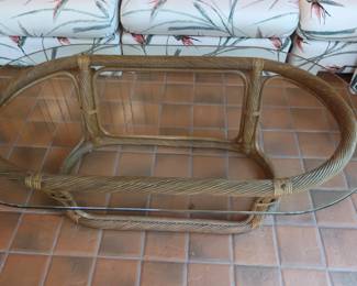 $250.00   Oval  rattan  coffee  table