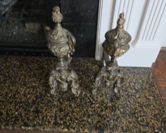 $220.00   Antique  brass  andirons
