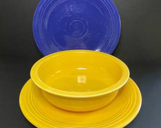 Fiesta Ware Cobalt Blue Plate and Yellow Bowl