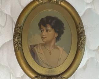 Oval Portrait Miniature with Gilt Frame