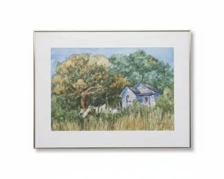 Watercolor Landscape of a Rural House