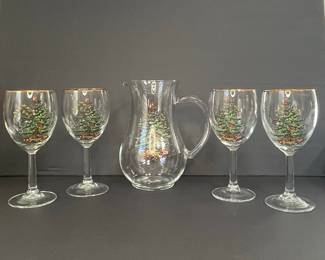 Spode Christmas Tree Pitcher and Glasses Set