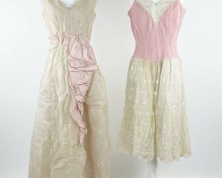 Vintage Pink and Ivory Lace Gowns 