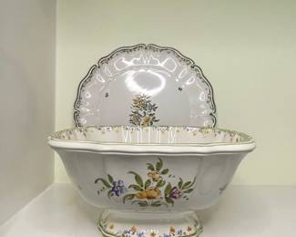 Handpainted Vintage Footed Bowl and Plate