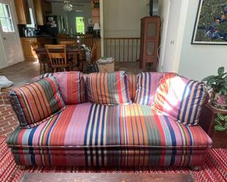 Vintage Striped Upholstered Sofa by Clayton Marcus
