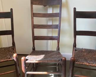 Early American Ladder Back Chairs (4) & Rocking Chair