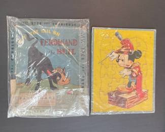 Mickey Mouse and Ferdinand the Bull Puzzles/Games Vintage