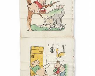 The Three Little Pigs Vintage Fabric Panels