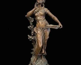 Moreau Style Bronze Figurine of a Woman with a Book 