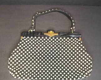 Vintage Black and White Beaded Handbag