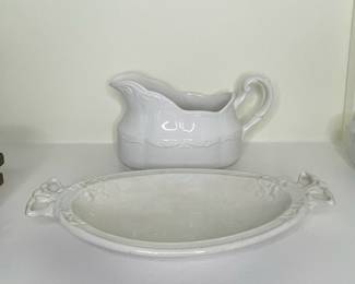 Anthony Shaw Stone China Gravy Boat and J. & G. Meakin English Ironstone Oval Dish