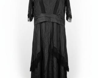 1910s Black Silk Lace Dress