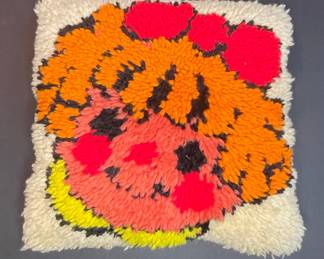 Vintage Floral Punch Needle Wall Hanging