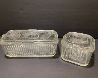 Federal Glass "Vegetable" Pattern Refrigerator Dish with Lid