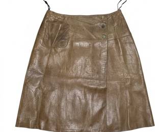 Brown Leather Wrap Skirt