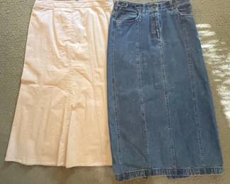 Vintage Denim & Cream Maxi Skirts