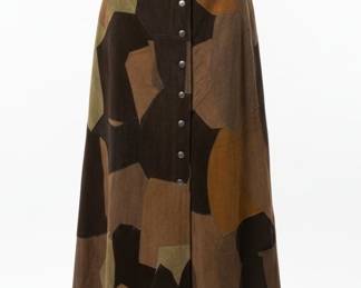 1970s Patchwork Suede Maxi Skirt