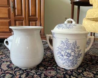 White Pitcher and Blue Floral Covered Tureen