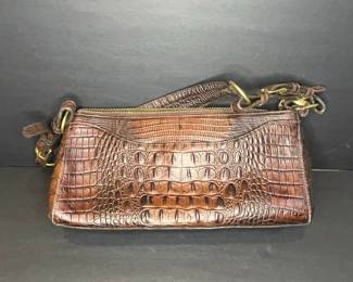 Brahmin Croc-Embossed Leather Shoulder Bag