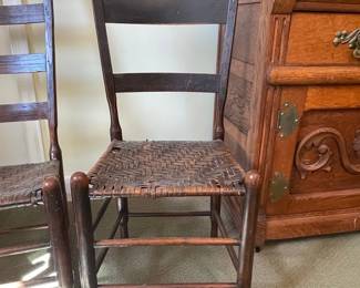 Early American Ladder Back Chairs (4) & Rocking Chair
