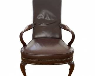 Hickory Chair "Eaton Square" Nail Tack Leather Wingback Armchair