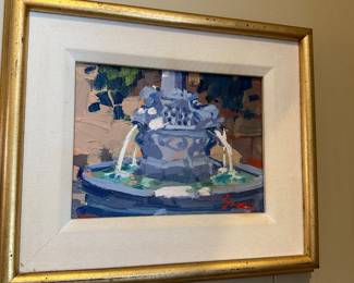Artist Charles Sovek "Village Fountain, AIX EN Provance" 1996