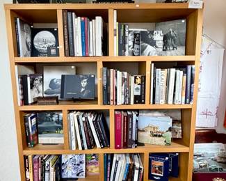 Modern bookcase full of photography art books 