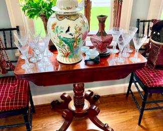 antique Empire flip-top game table.