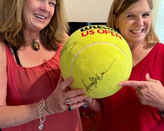 Signed André Agassi large tennis ball. US Open. 