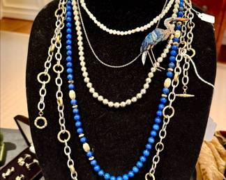 Sterling GF link necklace, lápis & 14k bead, sterling bead 