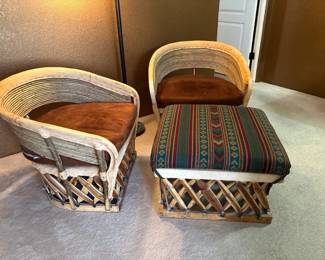Mexican Equipale Chair  Ottoman Set