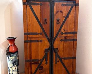 Roughhewn Wood  Iron Armoire 
