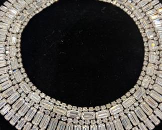 VINTAGE KRAMER?  OF NEW YORK FAUX DIAMOND RHINESTONE COLLAR NECKLACE