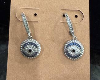 Hancock Evil Eye Earrings for Women 925 Sterling Silver Blue Evil Eye Leverback Earrings