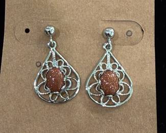 Red Sunstone Gemstone Handmade 925 Sterling Silver Jewelry Earrings
