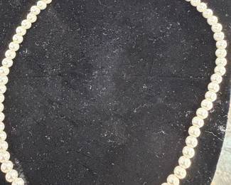 CAROLYN POLLACK 16" Sterling Silver 8mm Smooth Navajo Pearl Necklace RARE 31g