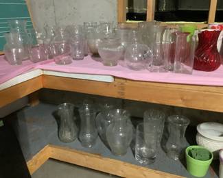 Multiple sizes of glass vases