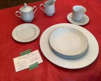 San go china…Plymouth pattern of all white. 8 place settings