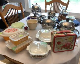 Collectible kitchen items…vintage Pyrex and chrome pieces