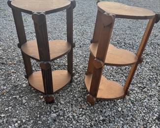 Set of wooden heart end tables